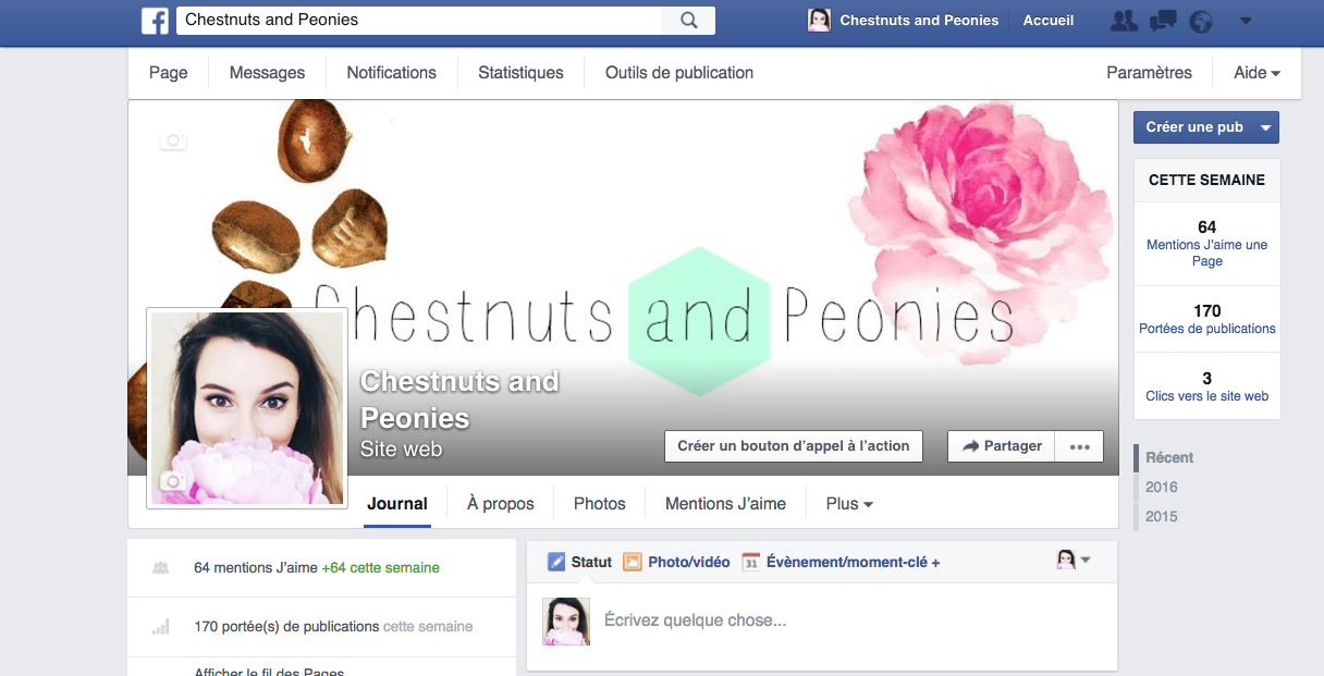 Capture d'écran de la page Facebook ChestnutsandPeonies